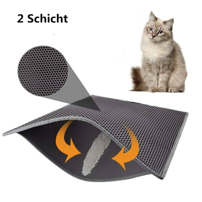 2 Schicht Katzenklo Katzenstreu Matte Vorleger Unterlage Rutschfest Wasserdicht.