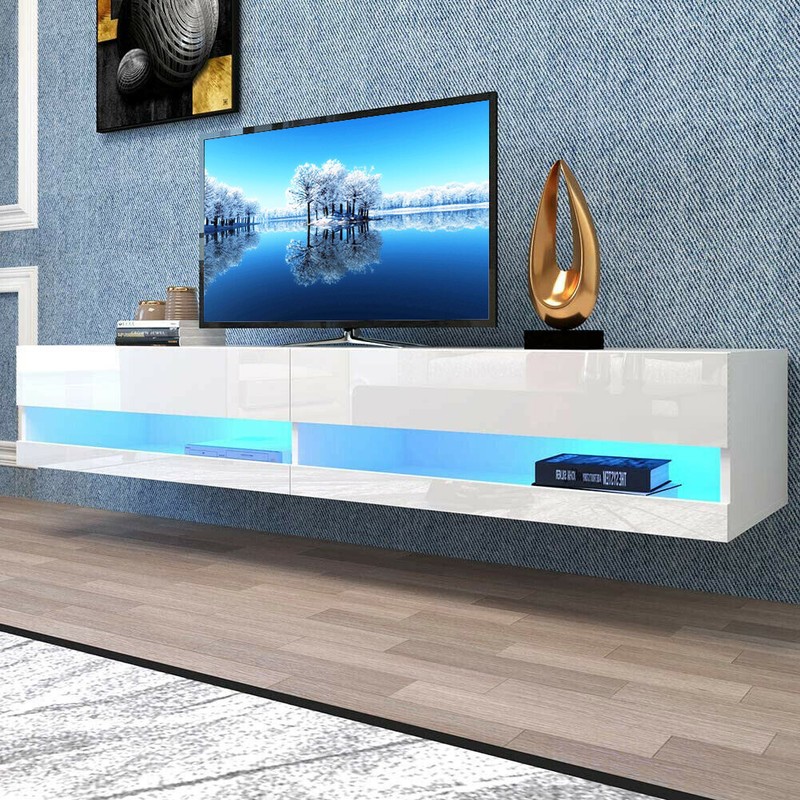 Glossy Wall Mounted Entertainment Center For Up 80 In Tvs