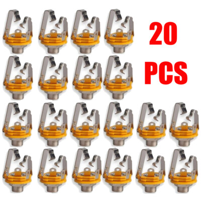 20Pcs 1/4 inch 6.35mm Stereo Input Jack Plug Socket For Electric Guitar Bass USA