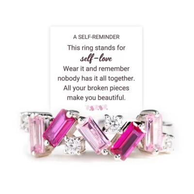Irregular Pink Self Love Rings Nobody Has It All Together Pink Band Rings W1B7