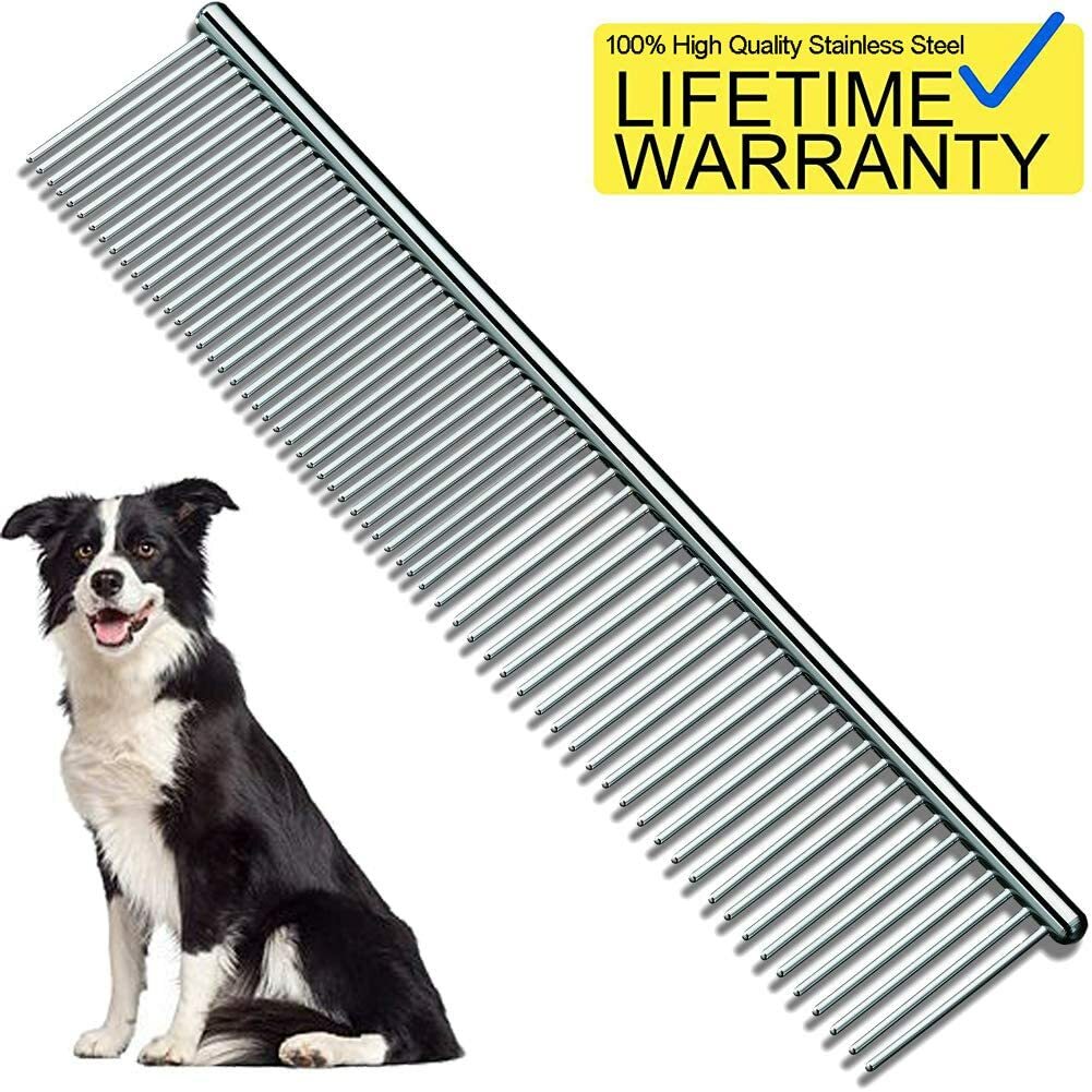 Peigne en acier pour animal de compagnie, outil de toilettage pour chien 19 cm