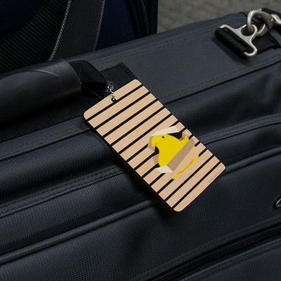 The Peeping Yellow Peep In Window With Blinds Wood Luggage Card Carry-On ID Tag