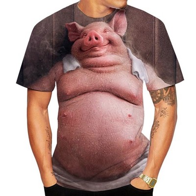 Funny Animal Pig 3D T Shirt Herren Casual Rundhals T-Shirt Mit Kurzen Ärmeln
