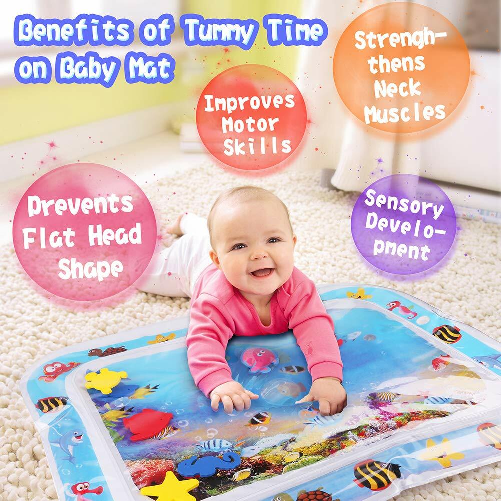 Infants Newborn Baby Inflatable Water Mat Plush Dog Animal Retriever Stuffed Toy