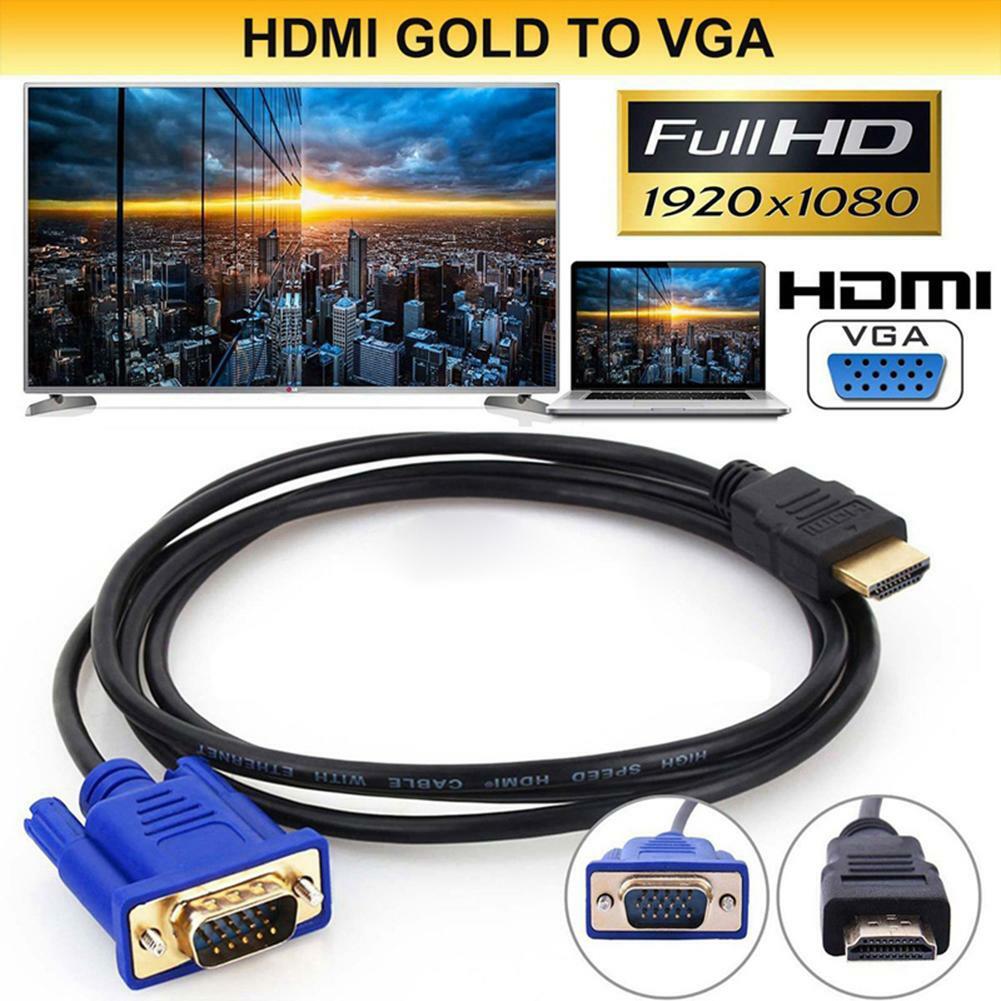 1.8M HDMI auf zu VGA Kabel AV Video Adapter Laptop PC 1080P Monitor Projektor DE