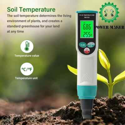 New PH TEMP Soil Acidity Meter Tester 0.00~14.00 Digital Garden Measuring Tools