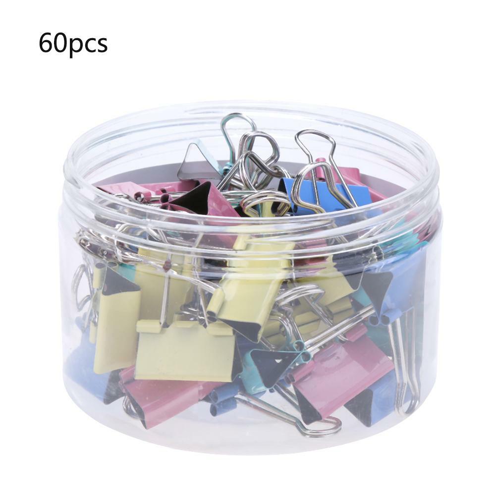 60pcs/set 15mm Colorful Stainless Steel Binder Clips Paper Clip