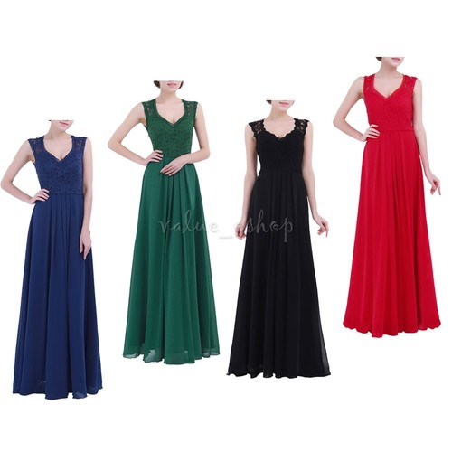 Womens Lace Sleeveless Long Dress Cocktail Evening Party Prom