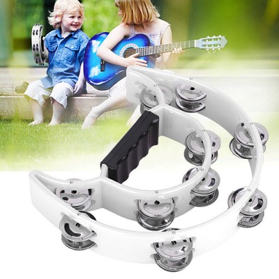 Double Row Jingles Handbell Tambourine Percussion Musical Instrument(White)