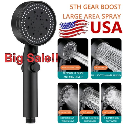 High-Pressure Shower Head Multi-Functional HandHeld Sprinkler 5 Modes Showerhead