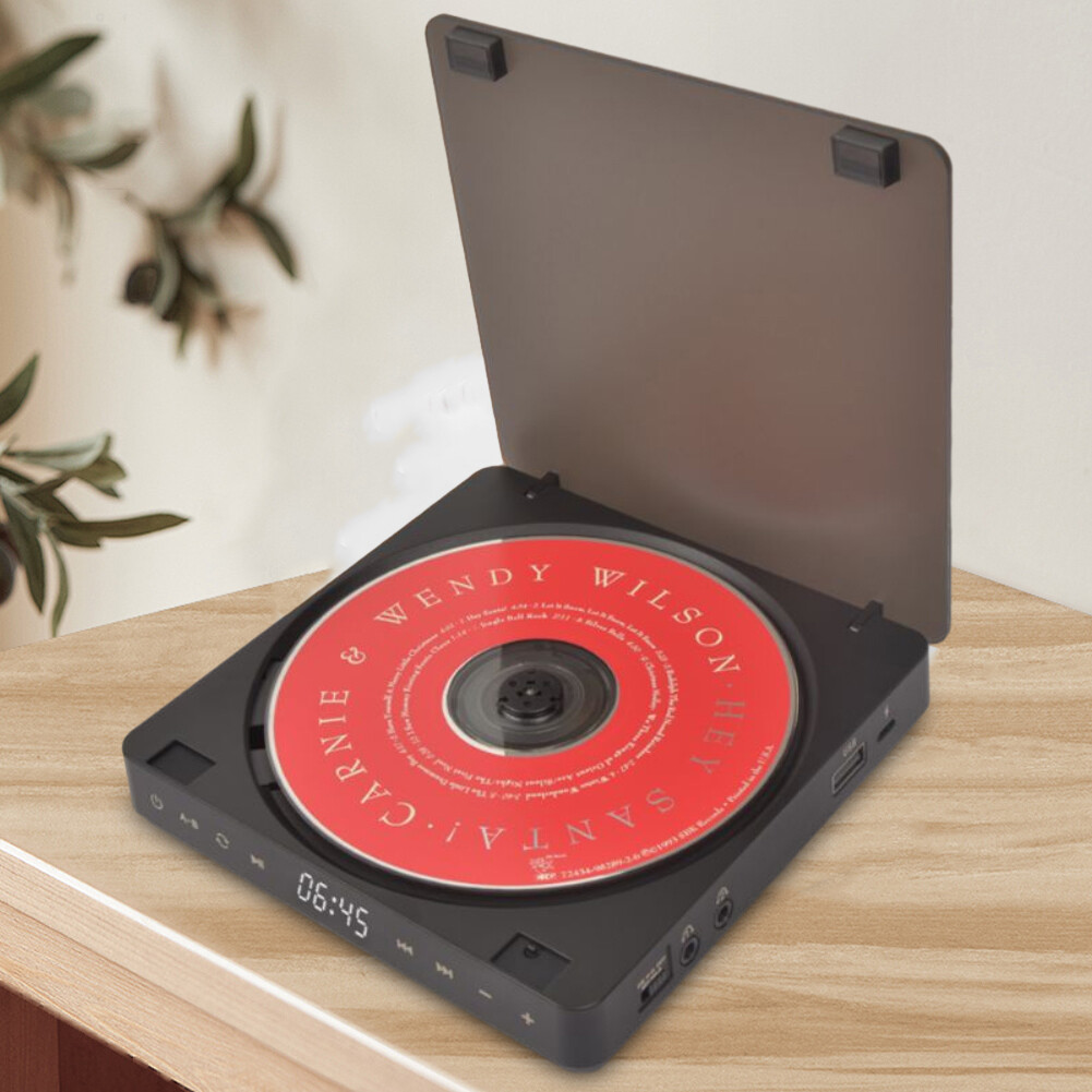 Album Player 3.5mm USB Retro Home Audio Player Support CD/MP3/WMA (Black)