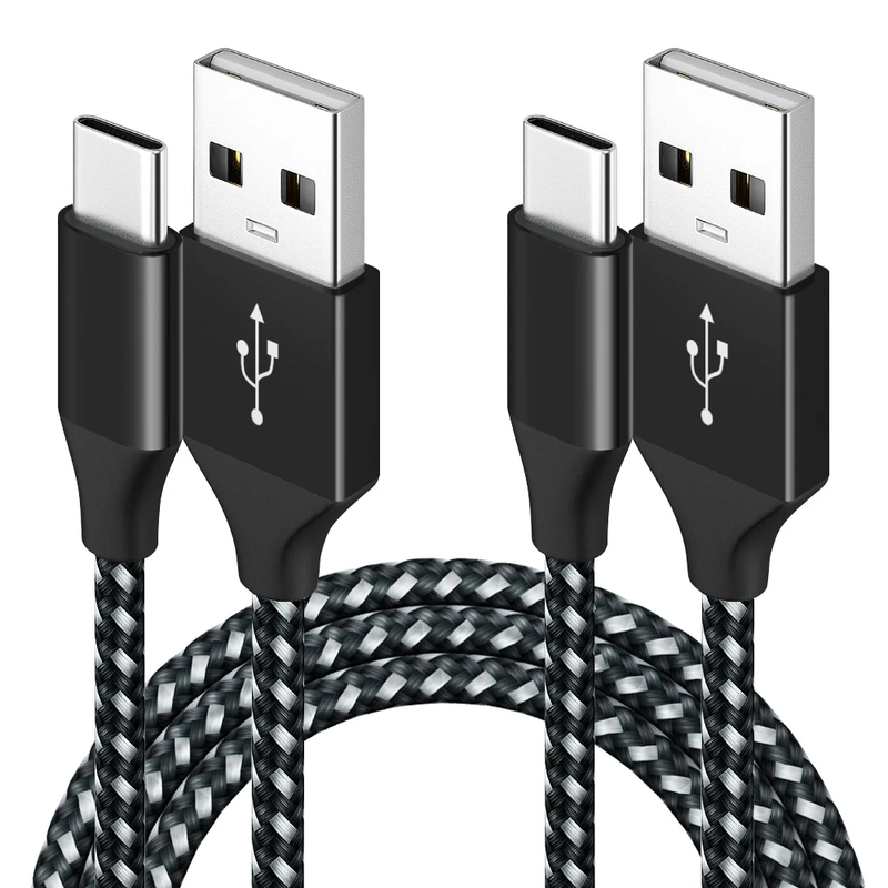  2PCS Nylon Braided USB A to Type C Cable Fast Charging Wire Data Cord for Samsu