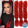 Red Braiding Hair Kanekalon Braiding Hair Extensions 3 Pack 24 Inch Synthetic Hair for Braiding Crochet Twist Boxes Braids Hair for Black Women (24Inch,Red)