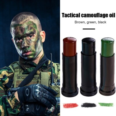 Pintura Militar Maquillaje Camuflaje Facial 3 Colores Negro Verde Marrón