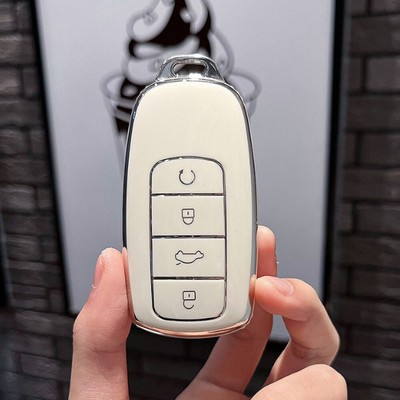 Protective Car Key Shell Fob For Chery Tiggo 8 Pro 5 Plus 7pro (White)