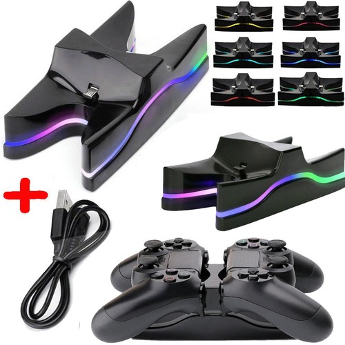 US For PS4 Playstation 4LED Dual USB Controller Charger Station Charg Stand Dock