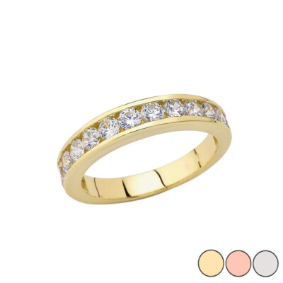 Pre-owned Fdj Men's Wedding Band Ring With Cz In Gold (yellow/rose/white) In Yellow Gold