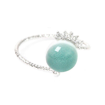 Traditional Handicraft Celadon Jewelry Silver Ring w/ Gift Box adjustable CROWN