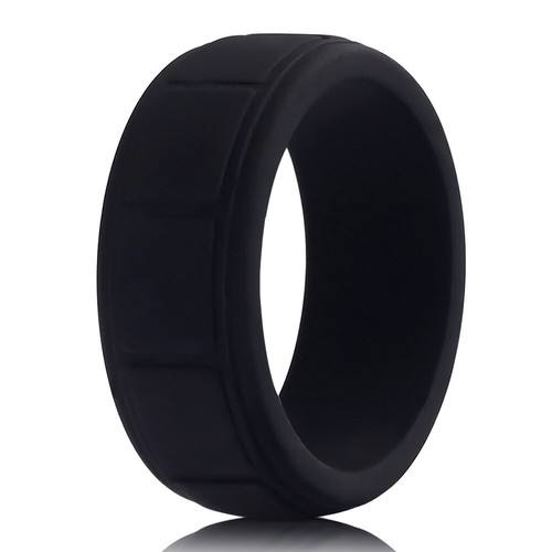 Silicone Wedding Ring for Men Rubber Wedding Workout Sport Yoga Bands 8mm Width