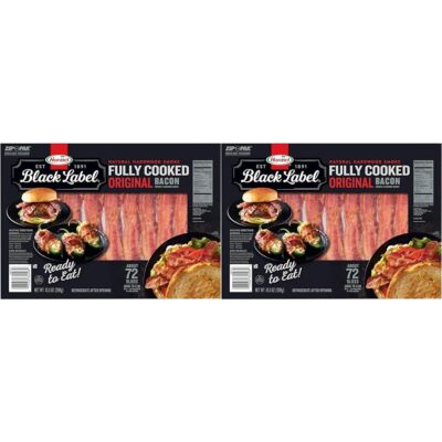 (2 Pack) Hormel Black Label Fully Cooked Original Bacon, Natural Smoke, 72 Count