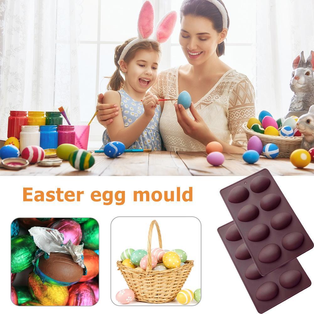 Silicone Cake Molds 8-Cavity Easter Egg Shape Chocolate Muffin Mousse Cake Mold