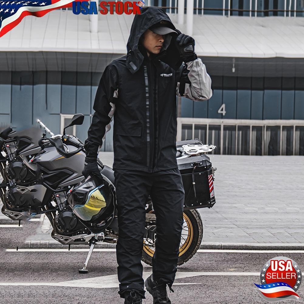 SULAITE Motorcycle Rain Suit Waterproof Rain Jacket + Rain Pants Set (XL)