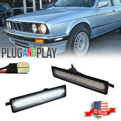 Clear White LED Front & Rear Bumper Side Marker Light For BMW E30 3 E34 5 Series