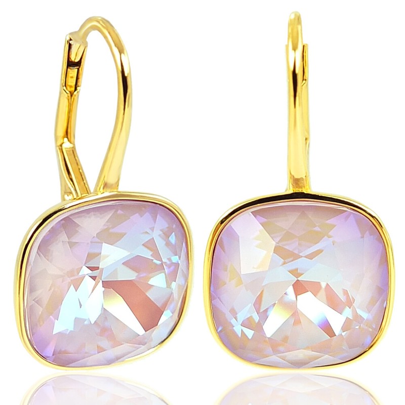 Nobel Schmuck Ohrringe 925 Silber Vergoldet Rosa Kristalle Goldene Damen Ohrr...