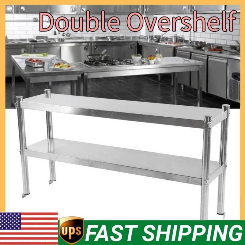 Commercial Catering Stainless Steel Table Overshelf Kitchen Prep Work Bench Set