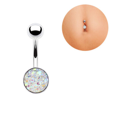 1Pc 14G Stainless Steel Dangle Belly Button Rings for Women CZ Navel Piercing