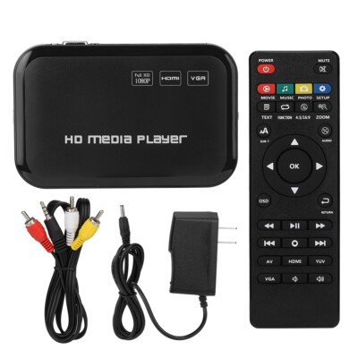Mini 1080P HD Media Video Player VGA AV Video Media Player TV Box Remote Control
