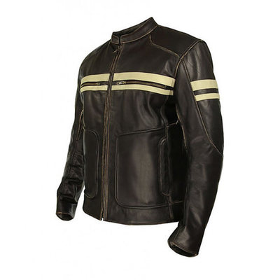 Pre-owned Classyak Men's Fashion Real Leather Biker Jacket In Black