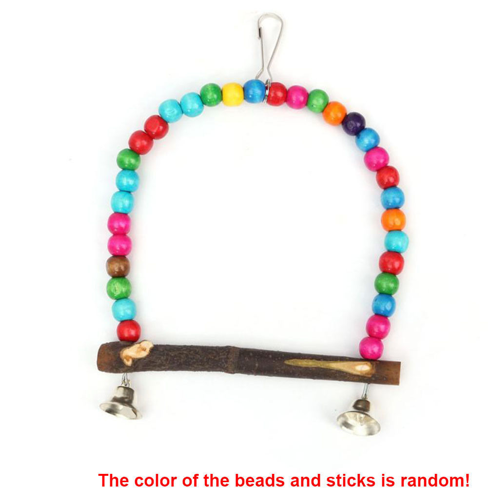 USA Seller - Bird Swing Beads Wood Cage Hang For Parakeet Cockatiel Parrot