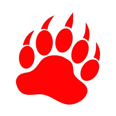 2 Pack - GRIZZLY BEAR PAW V1 (5'' RED) Vinyl Decal Window Sticker