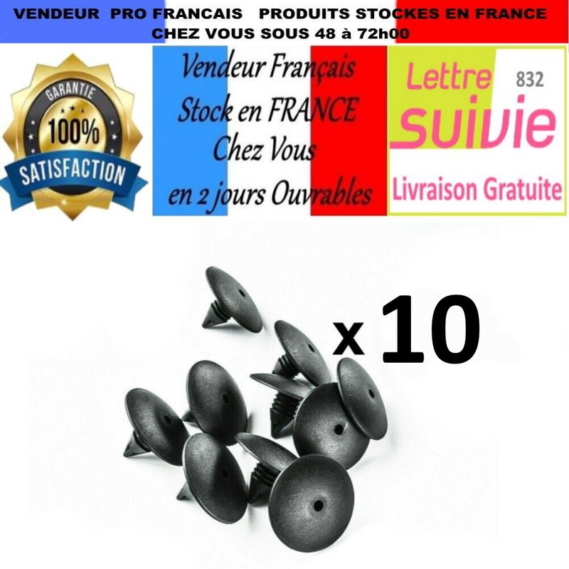 10 Clips Fixation Garniture Renault Pare-Boue Pare-Chocs  Megane Clio ScÃ©Nic 