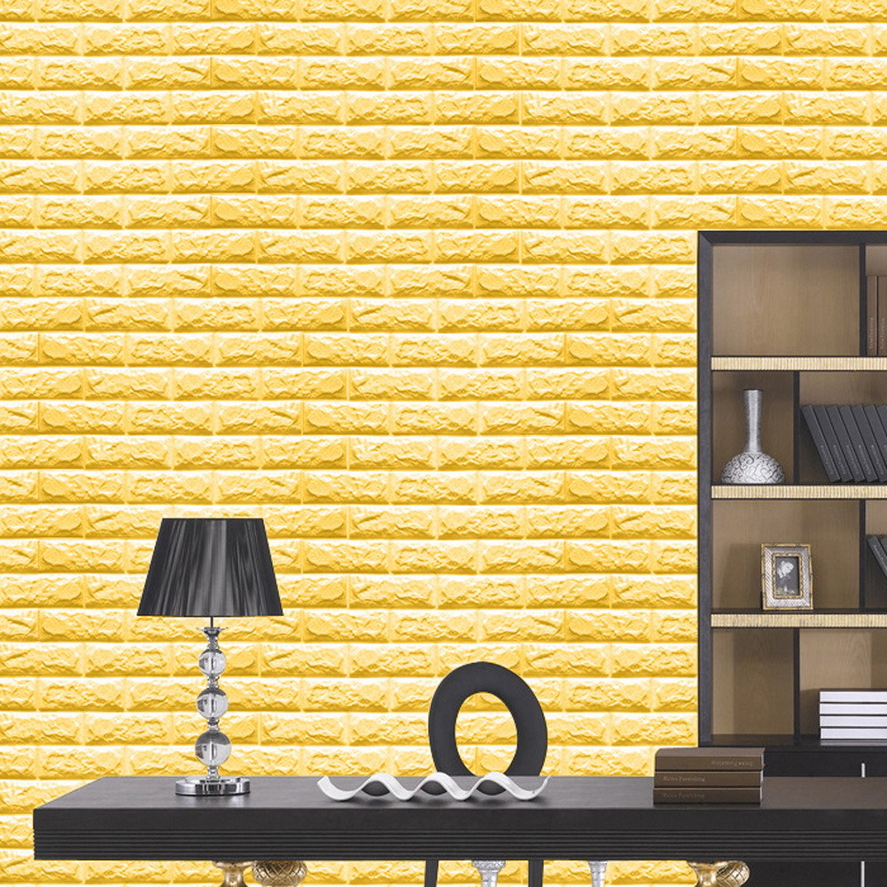 Pannello Spugna 3d Mattoni Giallo Adesivo Pareti Sfondo Casa Muri 30x60cm dfh