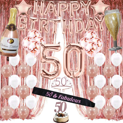 Rose Gold 50Th Birthday Decorations for Women, 50 Birthday Party Supplies  Includ