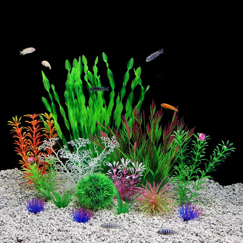 Aquarium Plants Plastic Artificial Fish Tank Plants Decoration Set for All Fish