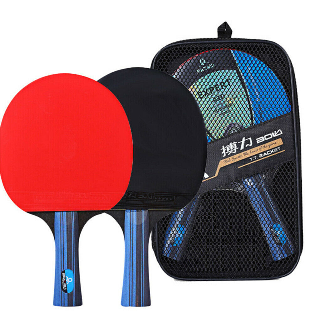 1 Pair Professional Table Tennis Ping Pong Racket Paddle Bat+3pcs Balls Bag Set