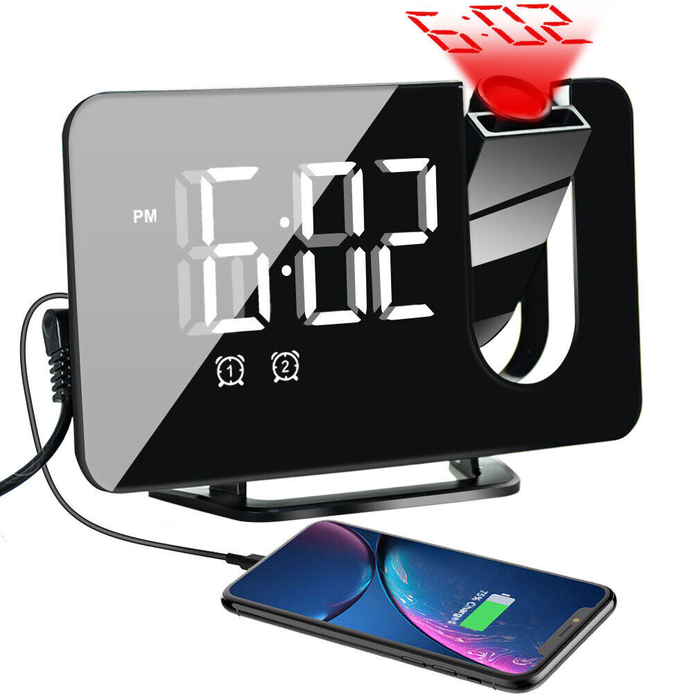 Snooze Digital Led Display Dual Alarm Clock Fm Radio Usb