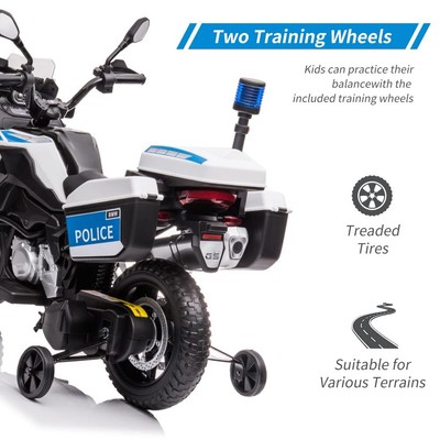 Ride On Police Motorcycle, 12V 7Ah Licensed  Kids Motorcycle for Tollders  MP3