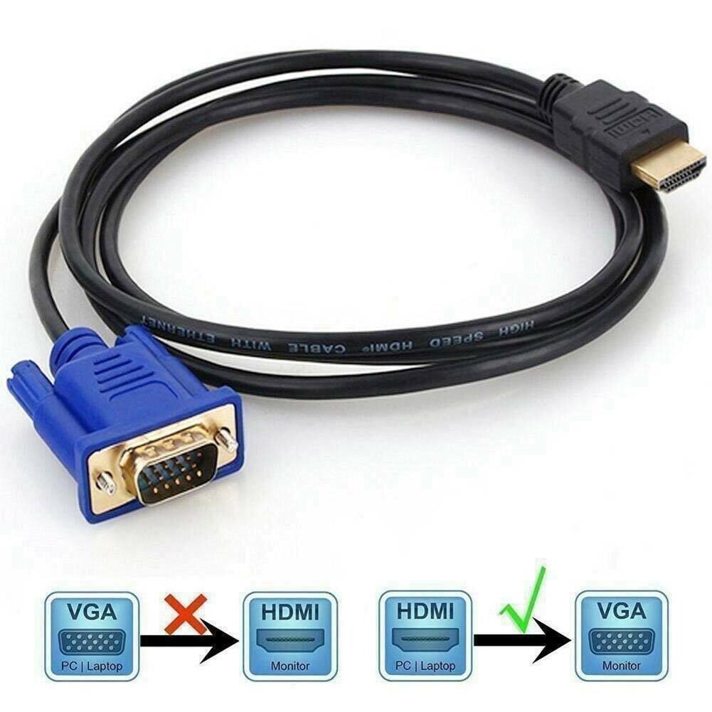 HDMI HD Converter Lead VGA to Male Cable Adapter Laptop Monitor 1080P