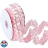 CABODYALS 10 Yards Pleated Ribbon Trim Pink Vintage Satin Gathered Ruffle Edge Trimming Polyester Double Sided Ruffled Fabric Ribbons for Sewing Making Crafts Wedding Bridal DIY Dresses Decor Supply