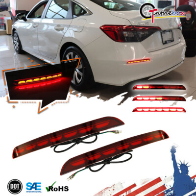 2X LED Rear Bumper Turn Signal Brake Tail Lamps For 2022-up 11th Gen Honda Civic
