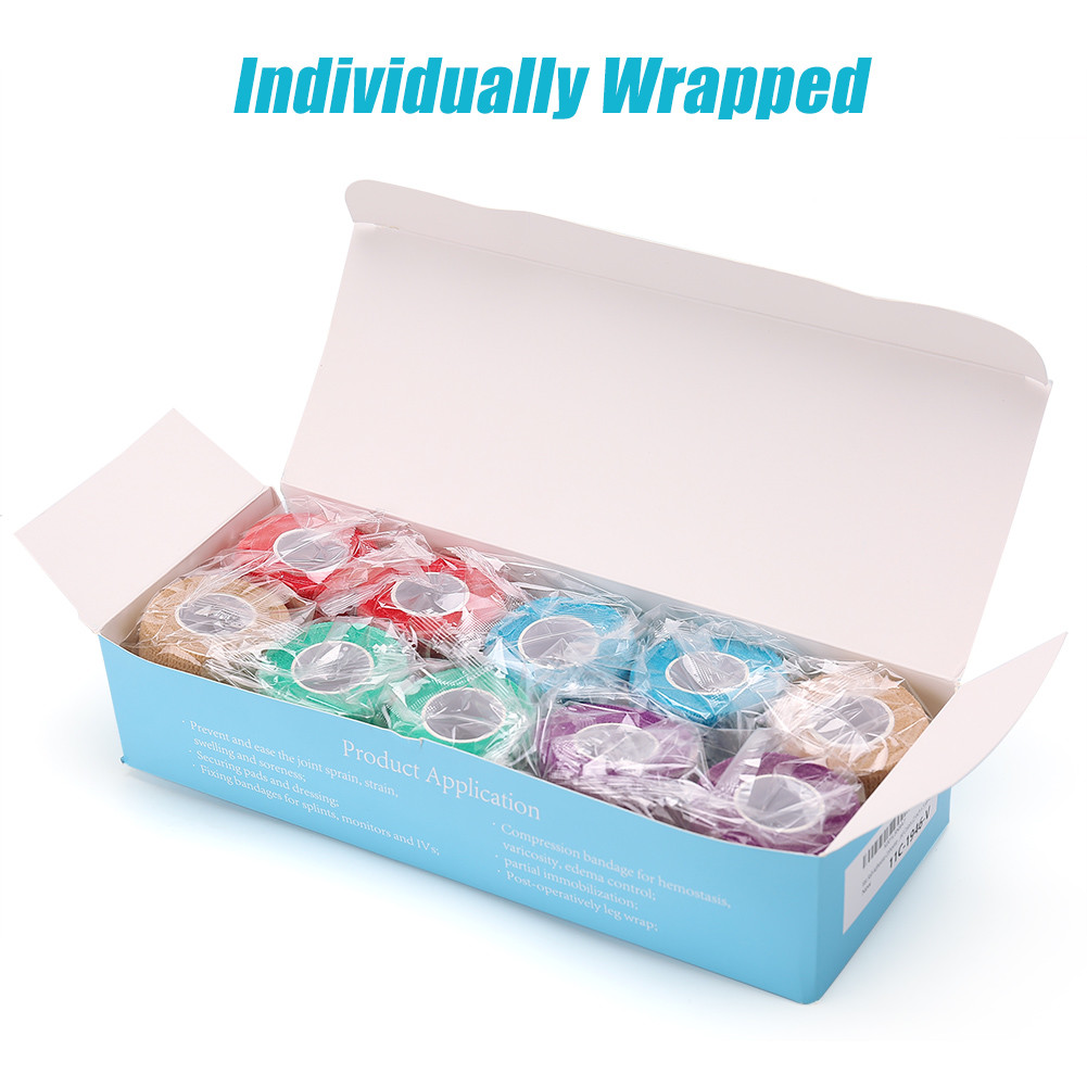 10 Rolls Vet Wrap Tape Self Adhesive Bandages Elastic for Pets Horse Dogs Cats 