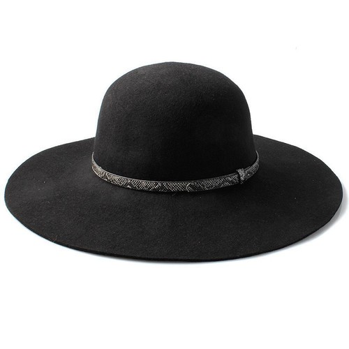 NWT FREE PEOPLE LACK OF COLOR MELODIC FEDORA HAT IN BLACK Sz  display picture 3