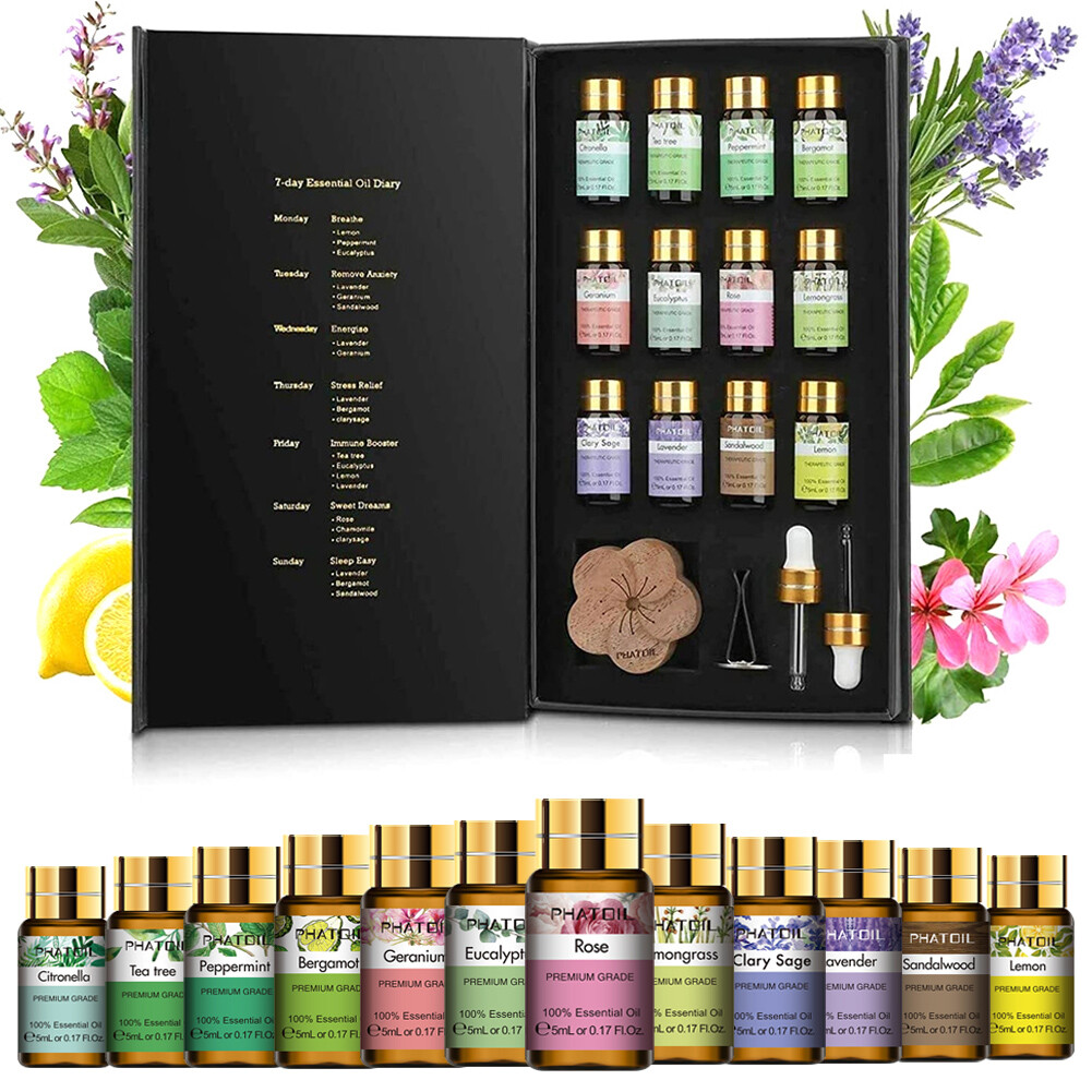 12Pcs Essential Oil Set Aromatherapy Gift Kit 100% Pure Oils for Humidifiers,DIY