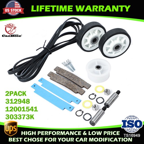2 Pack 303373K Fits For Maytag Dryer Roller Wheel Drum Support Belt Kit 12001541