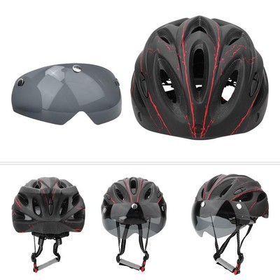 Schwarz Rot Mountainbike Rennrad Fahrradhelm Schutzhelm Mit Schutzbrille