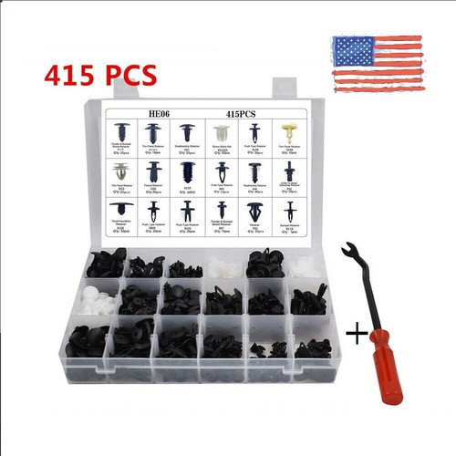 415PCS Car Retainer Clips Auto Plastic Fasteners Kit Push Trim Pin Rivet Bumper